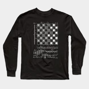 Checker and Chess Board Vintage Patent Drawing Long Sleeve T-Shirt